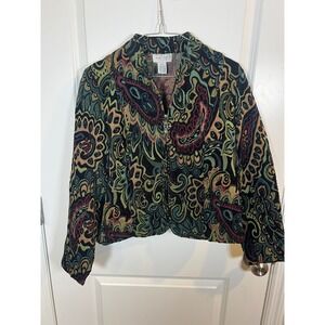 Molly + Max Women Tapestry Jacket Paisley Full Zip Petite Medium PM